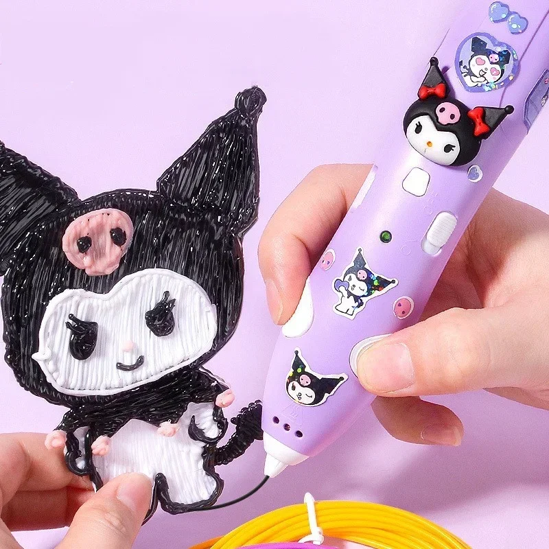 Sanurgente Kuromi-Stylo d'impression 3D pour enfants, Cinnamoroll, Jouet d'impression stéréoscopique, Dessin animé, Étudiant, Pinceau de peinture, Cadeau multifonction