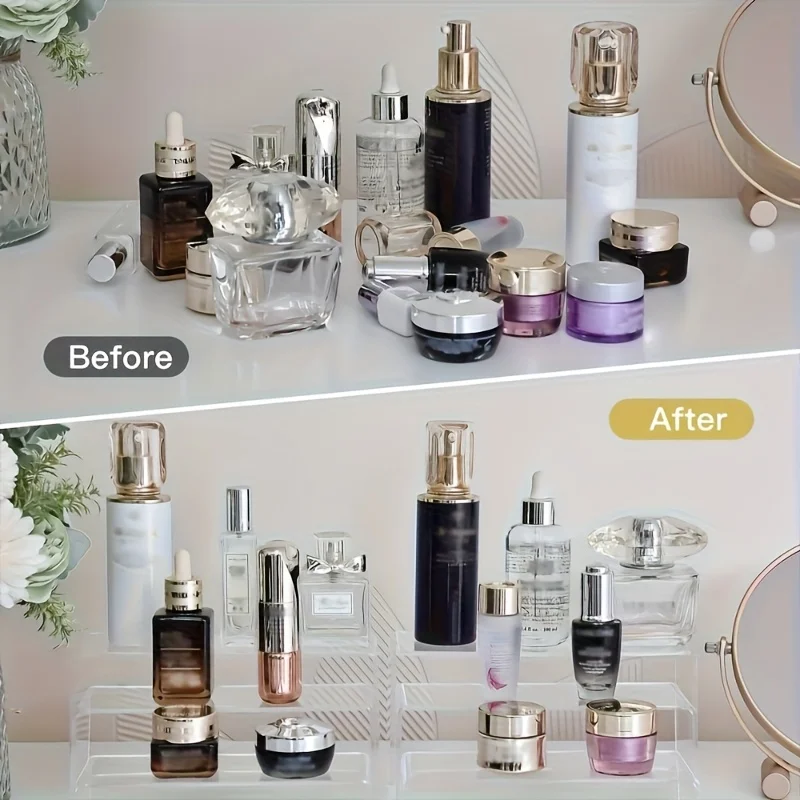 3/6 Stück U-förmiges Display-Regal, transparentes Acryl-Aufbewahrungsregal, Aufbewahrungsregal für Make-up-Figuren, Spielzeug-Aufbewahrungsregal, Aufbewahrung für Schreibtisch und Badezimmer – Detail 6