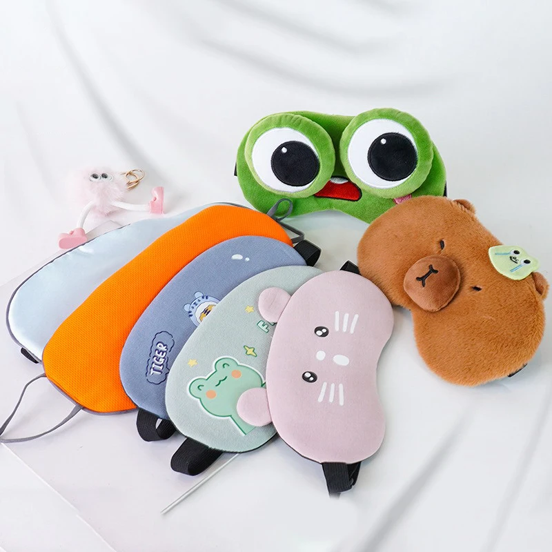 Cartoon Plush Capybara Sleep Mask Alleviates Fatigue Comfort Eyeshade Home Lunch Break Travel Sleeping Eye Mask Eyepatch