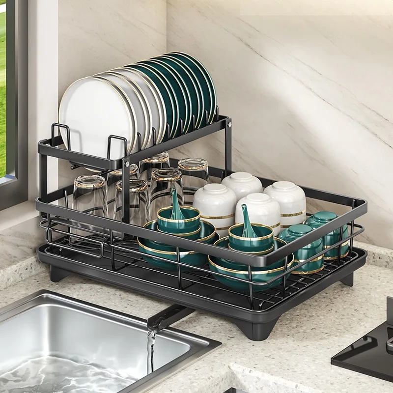 

Large single-layer&double-layer dish drying racks for kitchen countertops, detachable large capacity dish drainage rack
