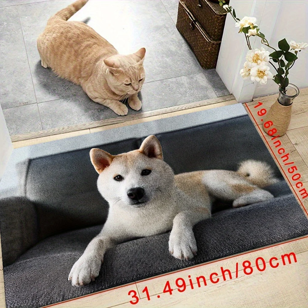Decorative Animal Pet Doormat Welcome Mat for Entryway Porch House Decor Cat Shiba Inu Dog Owner Bathroom Rug