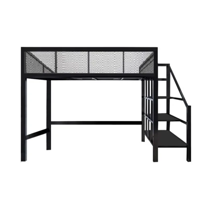 Elevated apartment space saving bed under table modern minimalist double single retest loft bed