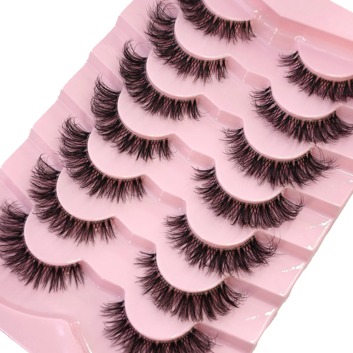 HBZGTLAD 7 Pairs 3D Faux Mink Lashes Fluffy Soft Full Thick Wispy Natural long False Eyelashes Curly lashes wholesale lashes
