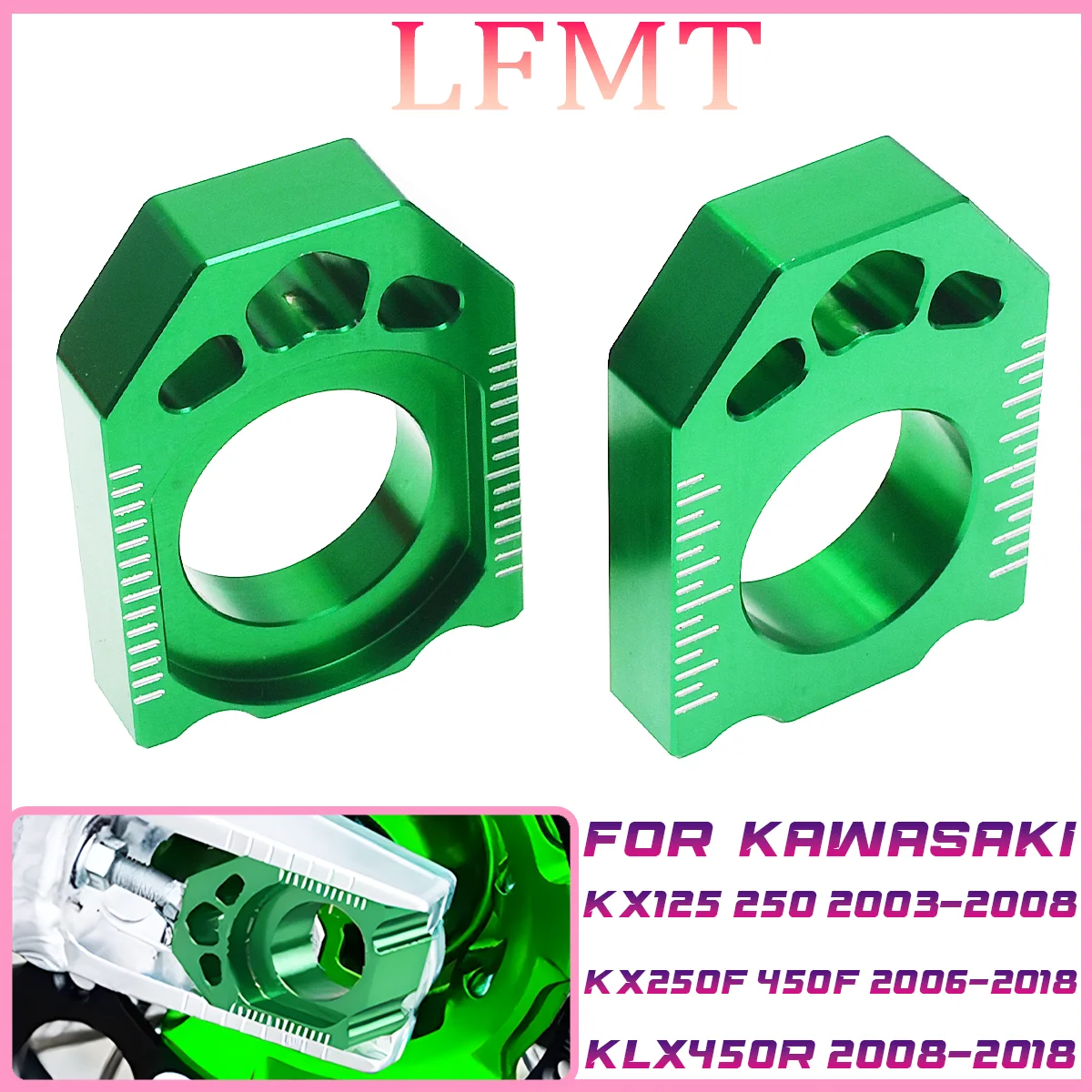 

Motocross CNC Rear Chain Adjuster Axle Block Protection Cap For Kawasaki KX125 250 250F 450F KLX450R For Suzuki RMZ250 450 450Z