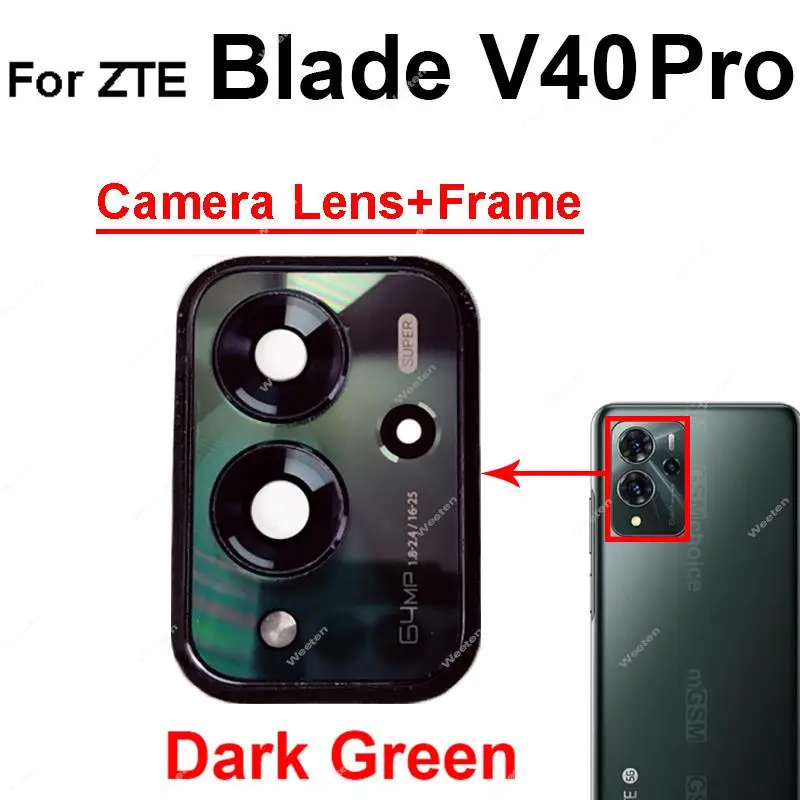 Back Glass Lens Cover For ZTE Blade V40Pro V40s V30 Vita V2022 Rear Camera Glass Lens with Frame Holder Parts