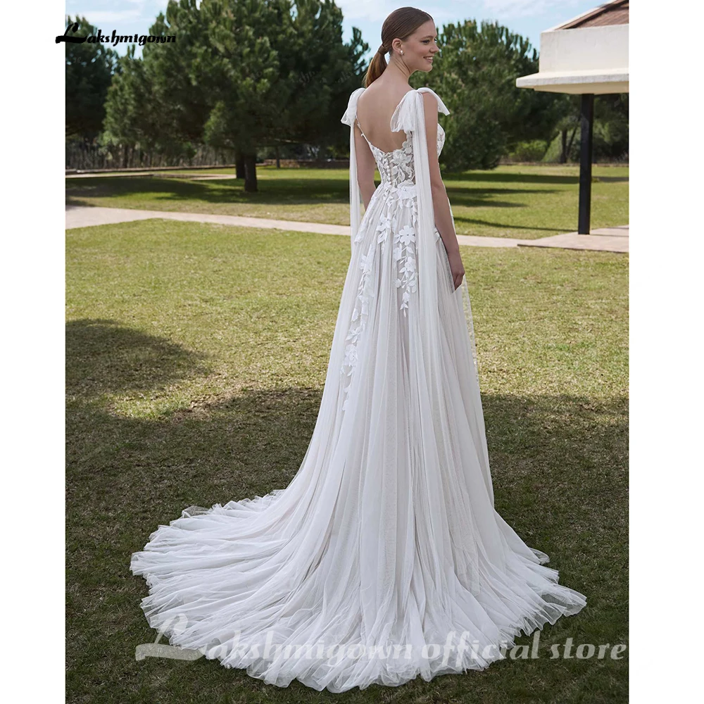 Lakshmigown Spitzenapplikationen Hochzeitskleider für Frauen mit Cape Verlobungs-Brautkleid Vestidos De Novia Maßanfertigung – Detail 6
