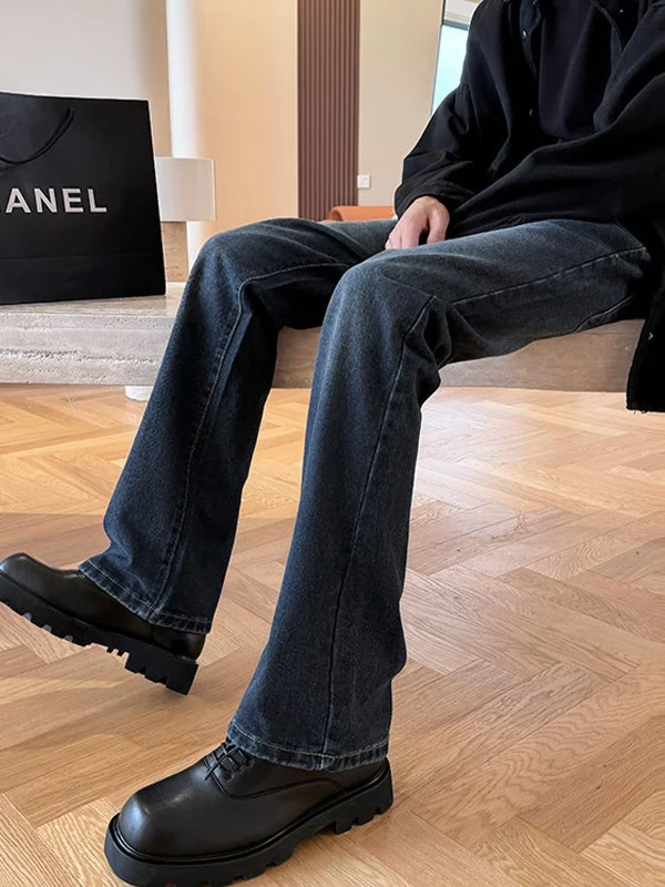 

Мужские джинсы Cleanfit Slim Fit с прямыми штанинами, подчеркивающие фигуру, молодежные модные джинсы с микро-клешем, длинные брюки для стройности