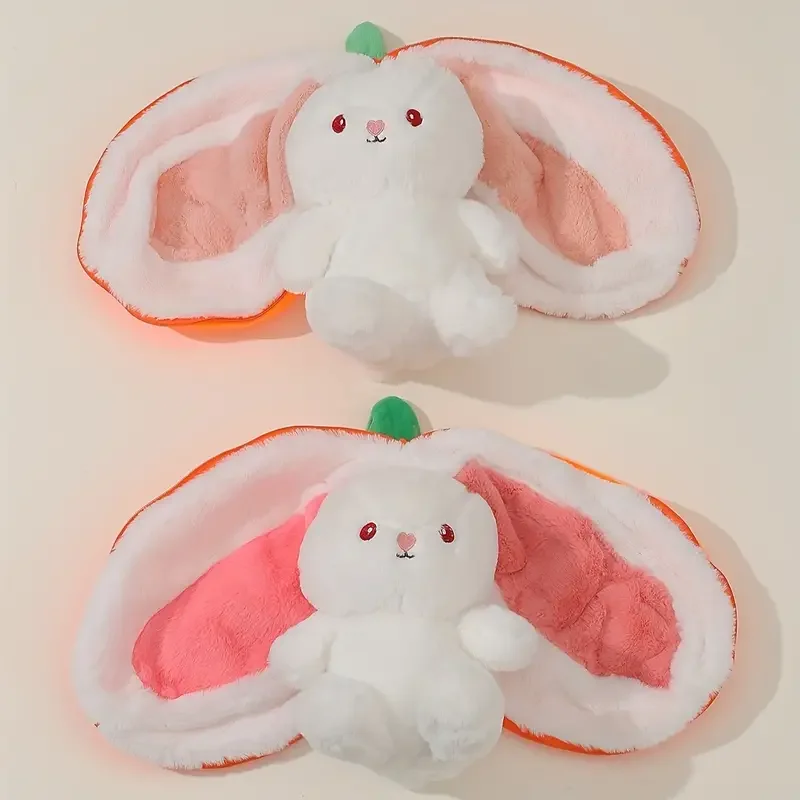 9.84inch Cute Strawberry Rabbit Transforming Plush Toys Fruit Rabbit Transforming Doll Christmas Halloween Thanksgiving Gifts