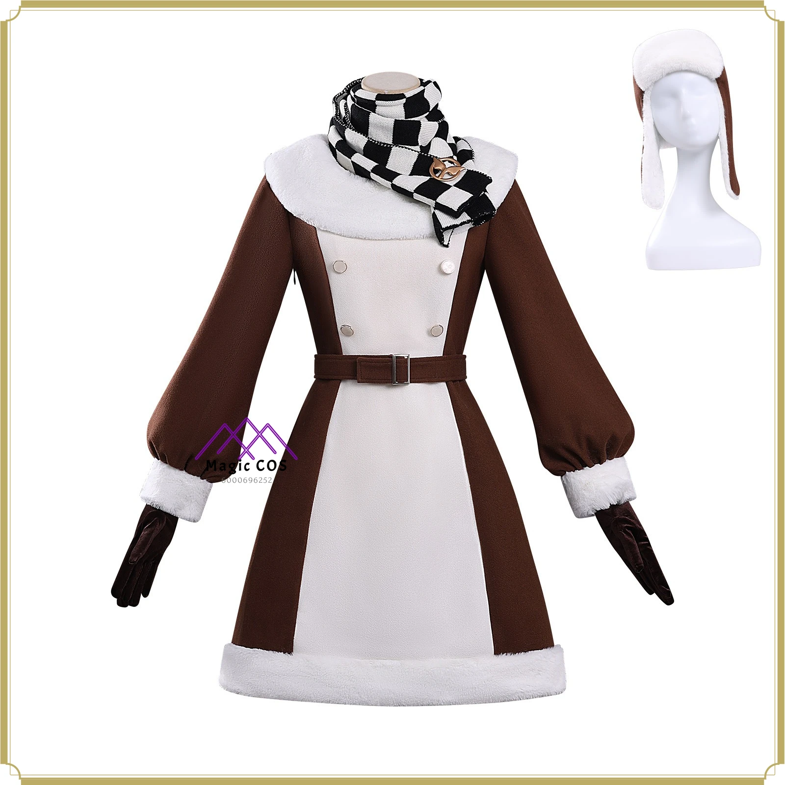 

High Quality Classic Winter Cosplay Costume - 1999 Women's Color Block Fur Collar Coat Full Set Anime Clothes Comic Con Suit