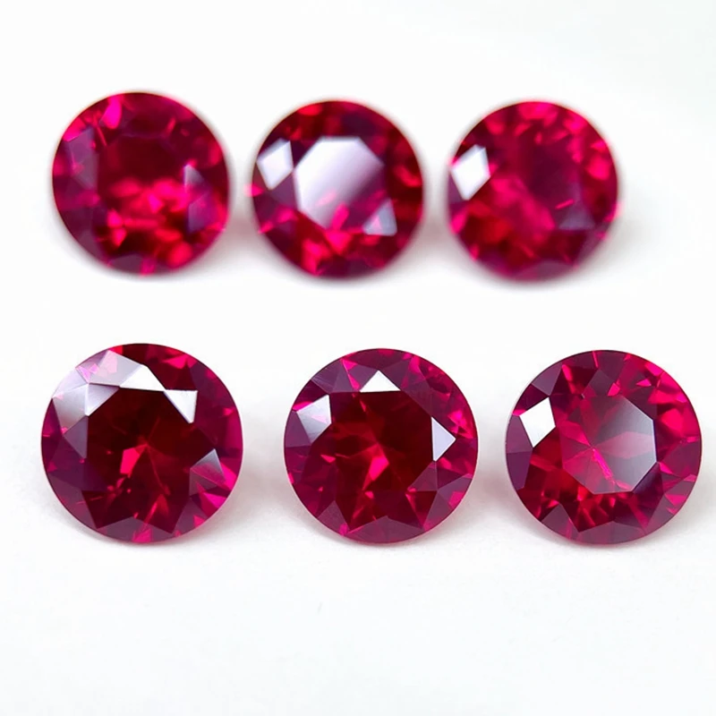 

Pretty Round Cut pigeon Blood Red Ruby Loose Stone For Rings Necklace Customized Jewelry