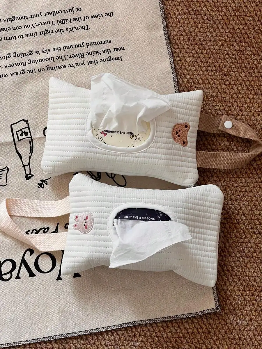 1 piece solid color car tissue box waterproof tissue cover tissue bag baby embroidery stroller tissue hanging bag
