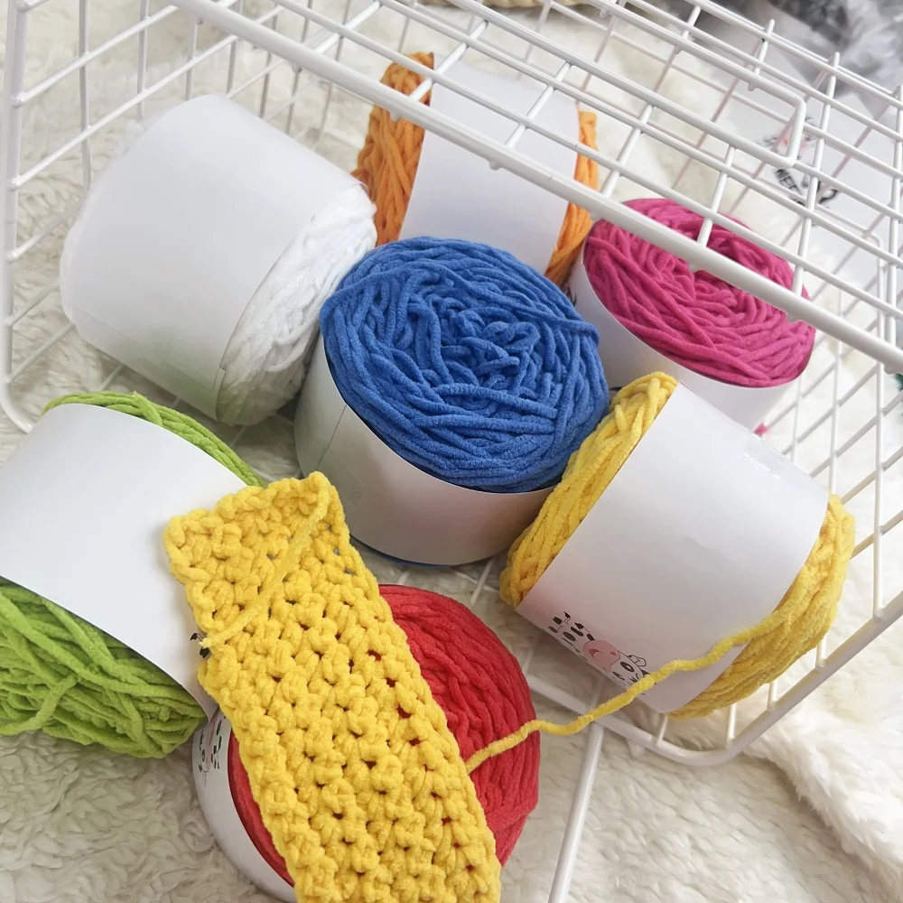 50g Matte Chenille Velvet Yarn Carefully Ice Strip Doll Special Thread Flat Braided Mini Yarn Crochet for Knitting Wool Scarf