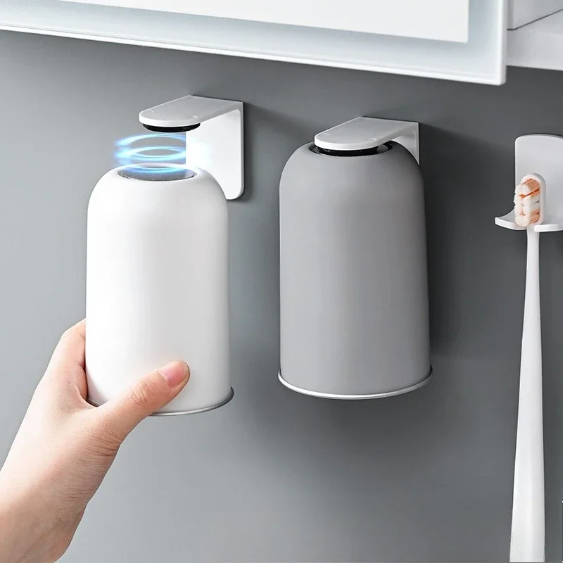 Magnetic Mouthwash Cup 304 Stainless Steel Tooth Brushing Cup Wall Mounted No Punching Household Water Cup Large Capacity New