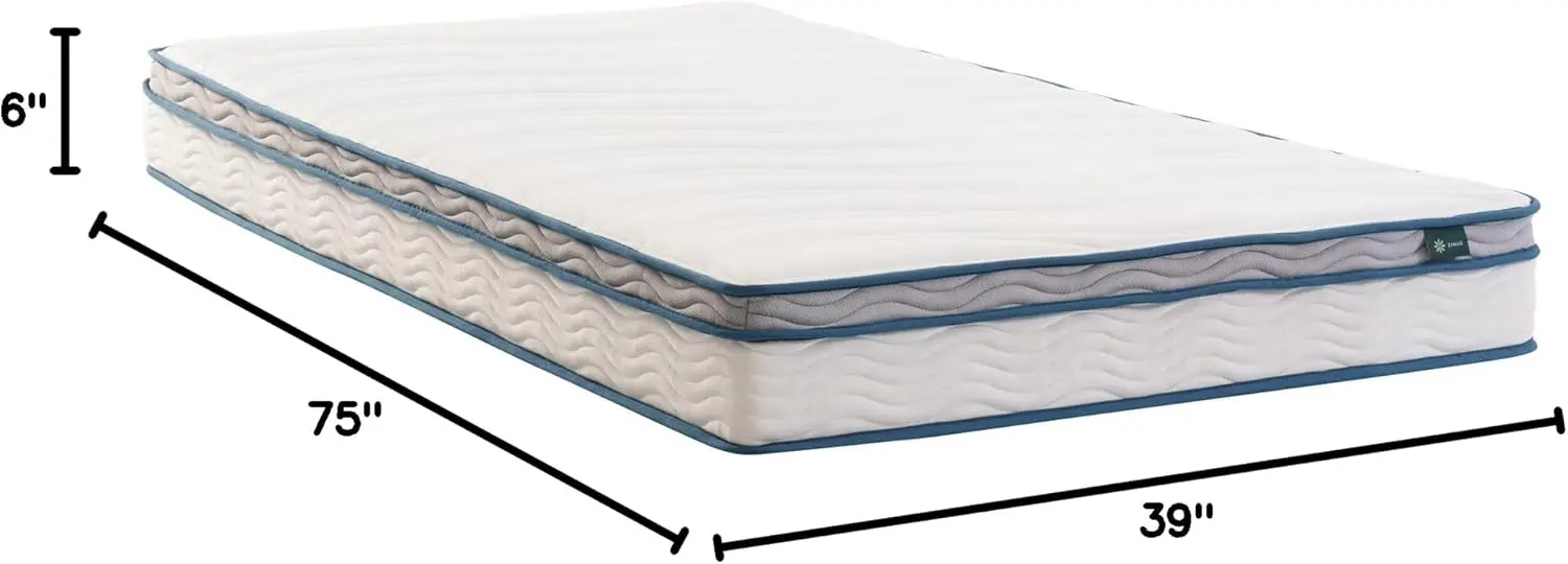 6 Inch Spring Sensation Hybrid Mattress [New Version], Medium Firm Feel, Fiberglass Free, Youth and Guest Bedroom