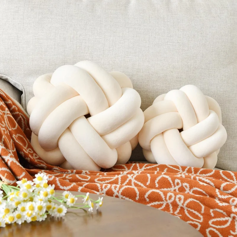 Knot Pillow Ball, Soft Home Decorative Throw Pillows Cushion, Round Changeability Knotted Pillows