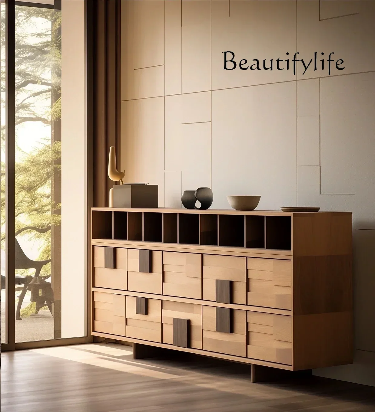 A Side Cabinet Retro Solid Wood Modern Fashion Locker Italian Designer Home Simple New