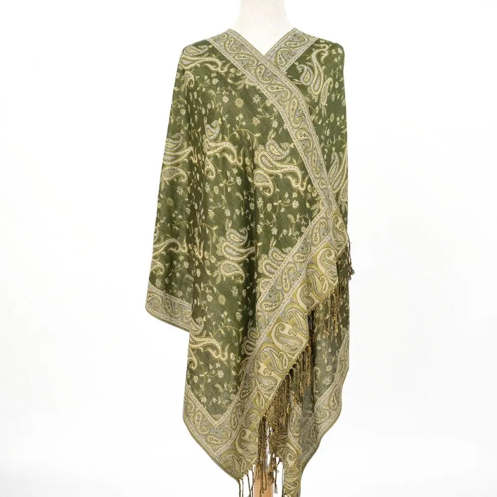 패셔너블한 페이즐리 롱 스카프, 태슬 올매치 숄, 햇빛 방지 모조 캐시미어 머리수건