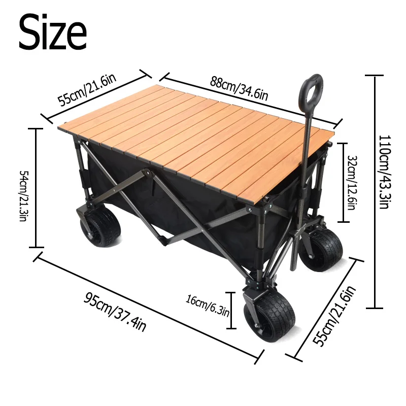 Imagem -02 - Carrinho Dobrável Portátil de Grande Capacidade Carrinho Multifuncional Mesa de Acampamento ao ar Livre Vagão Leve Carrinho para Churrasco Novo Dobrável 150l 2023