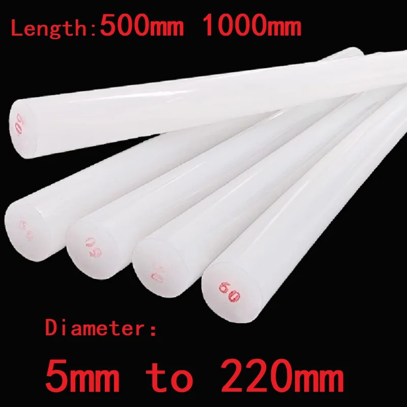 Black White Acetal Delrin Plastic POM Nylon Rod Shaft Bar 5mm 6mm 8mm 10mm 12mm~220mm Length 500mm 1m
