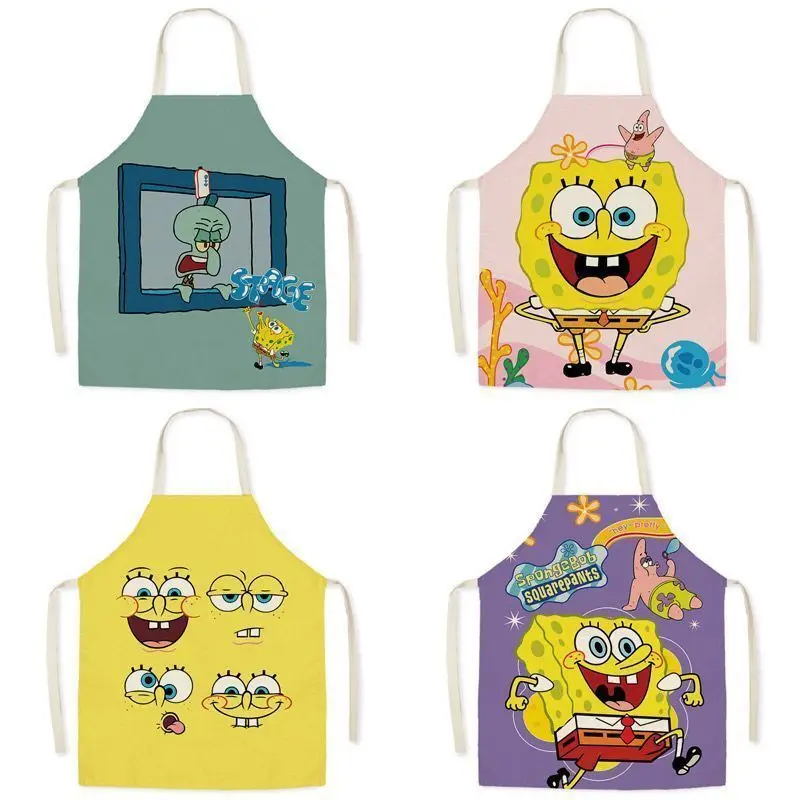 SpongeBob Patrick Star Kitchen Apron Waterproof BBQ Bib for Kids Adult Fashion Waist Baking Hand-wiping Household Cooking Apron