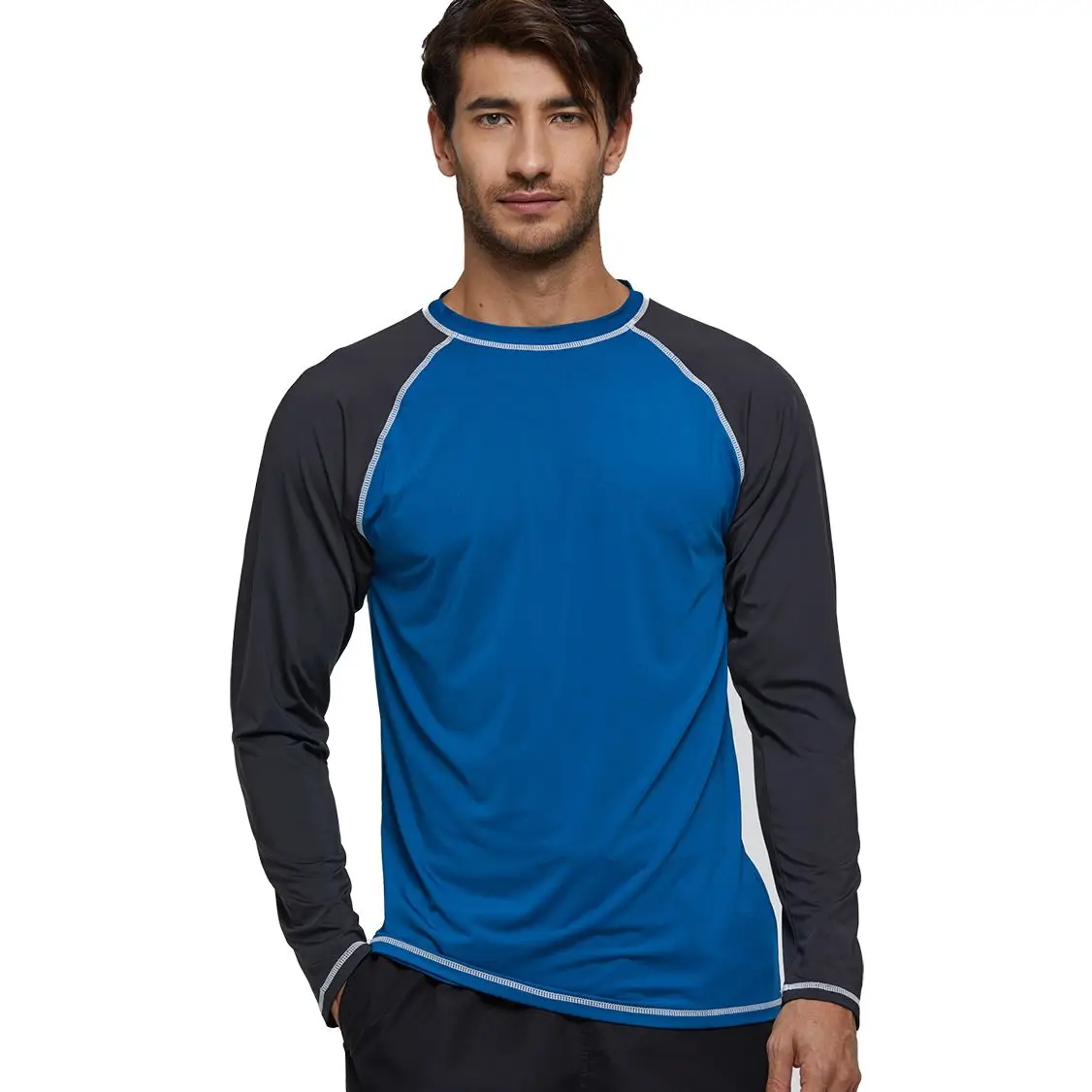 Men's Polyester Swim Shirts Rashguard UPF 50+ UV Sun Protection Outdoor Long Sleeve Cloth US Size