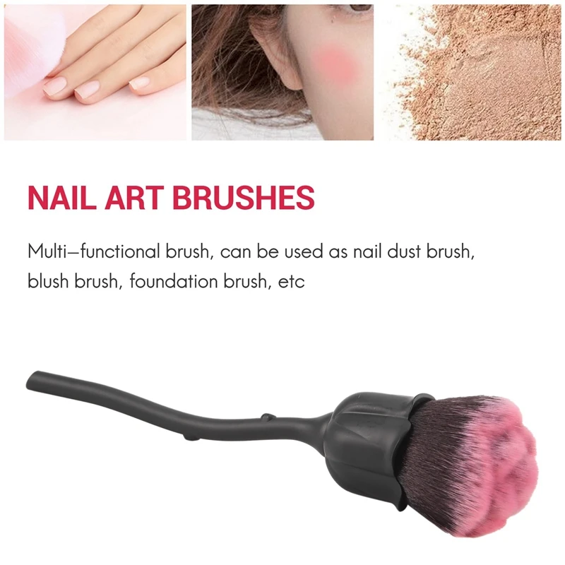 Pinceau à poussière pour les ongles, brosse rose, livres d'art, blush, poudre