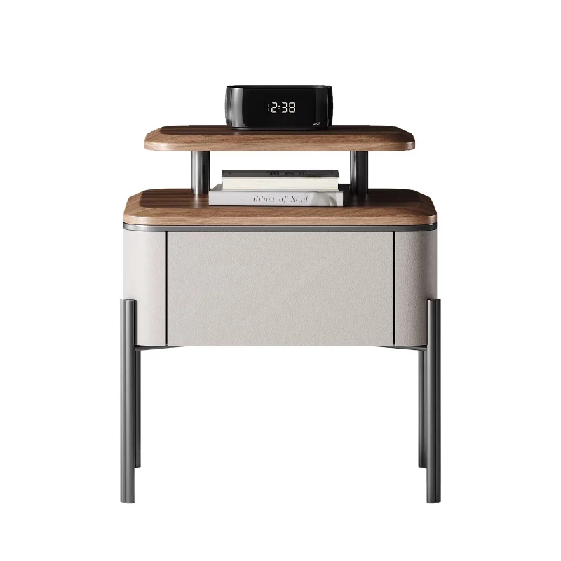 

Solid wood bedside table designer large flat bedside high-end storage cabinet Italian minimalist personality fashion bedside