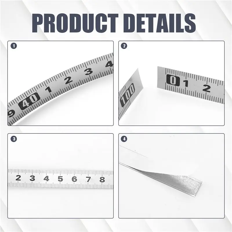 A11E-Stainless Steel Adhesive Scale Precision Woodworking Guide Rail Self-Adhesive Tape Measure Metal Ruler With Glue