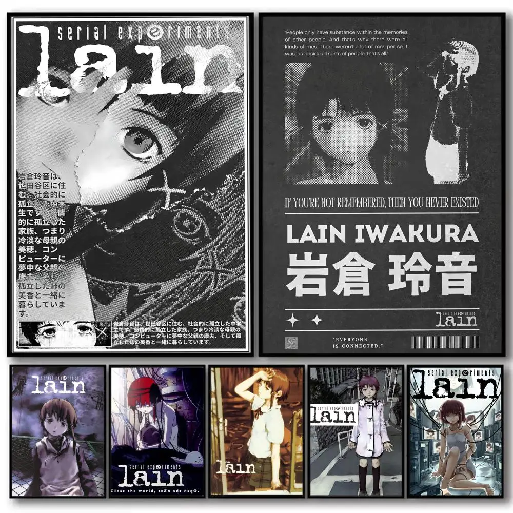 Serial Experiments L-lain Anime Painting Calligraphy High-Quality Cotton Canvas Poster Wall Art for Living Room  House Decor