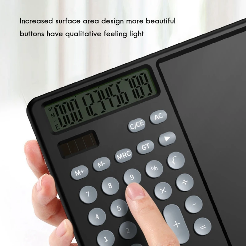Solar Calculator With Writing Tablet Mute Portable And Foldable Desktop Calculator Drawing Pad For Office Meeting