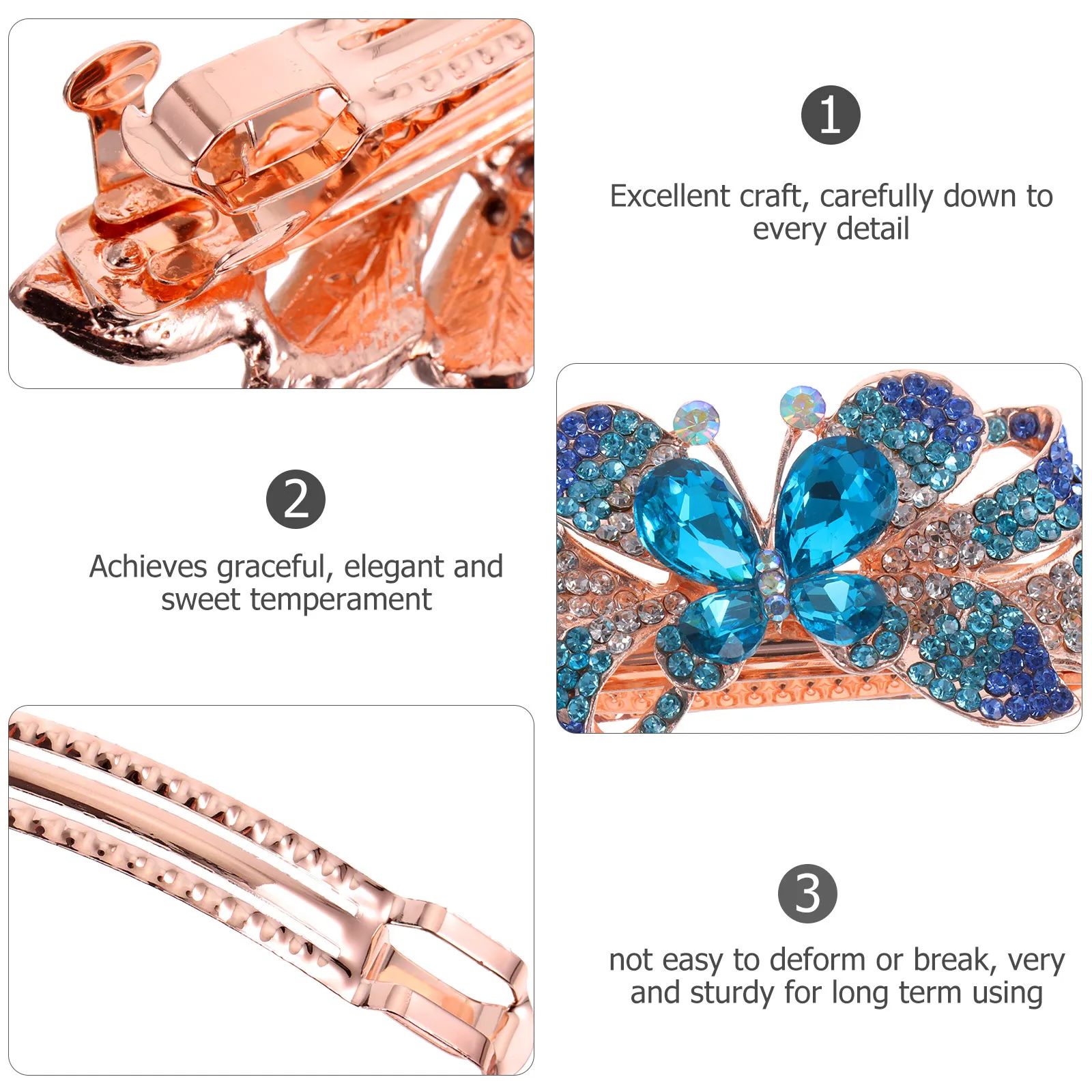 مشبك شعر من أحجار الراين مشبك معدني مزخرف للنساء إكسسوارات تصفيف لامعة وأحجار الراين للزفاف #5
