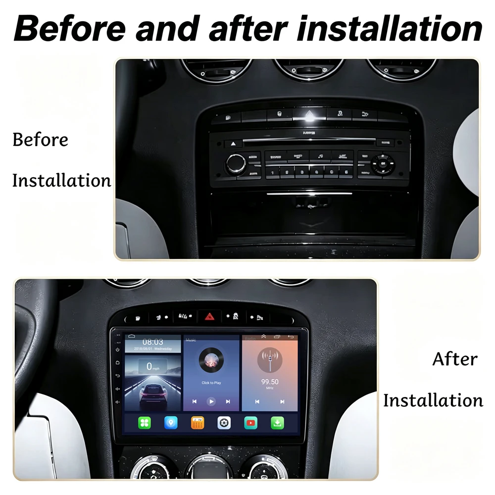 Cortex-A76 Octa-Core Android 16 For Peugeot 408 1 2012 - 2020 For Peugeot 308 1 T7 2007 - 2015 Car Radio GPS Multimedia Player