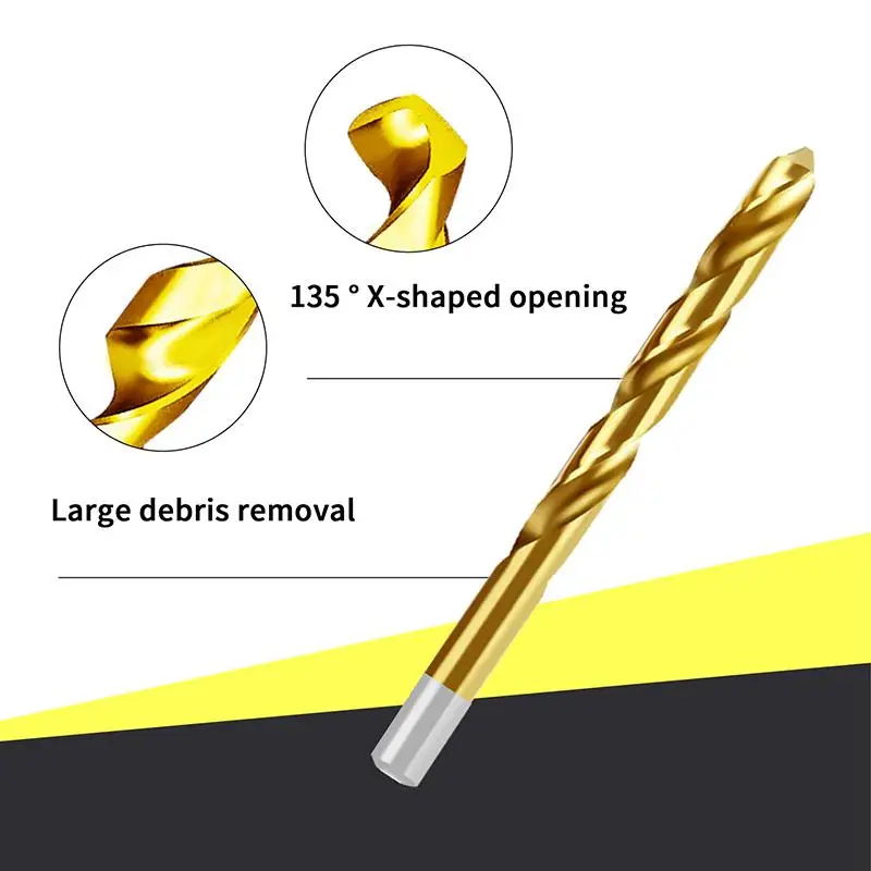 13Pcs Multi-Material Twist Drill Bit Set 1.5-6.5mm for Tile Glass Concrete Marble Wood Metal