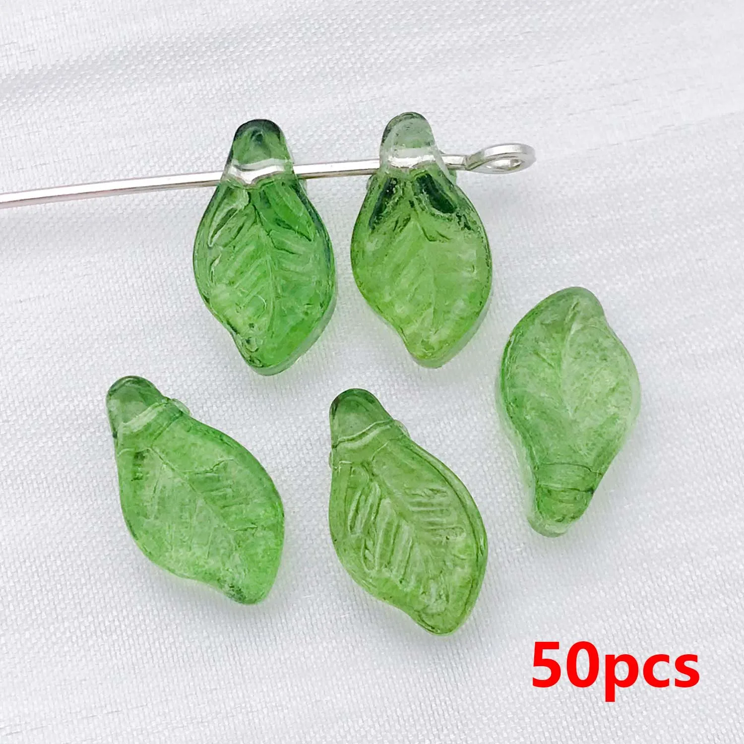 50 stuks 7*12mm Kleurrijke Glazen Blad Spacer Kralen, Losse Kralen voor DIY Armbanden Kettingen Oorbellen Sieraden Maken Accessoires