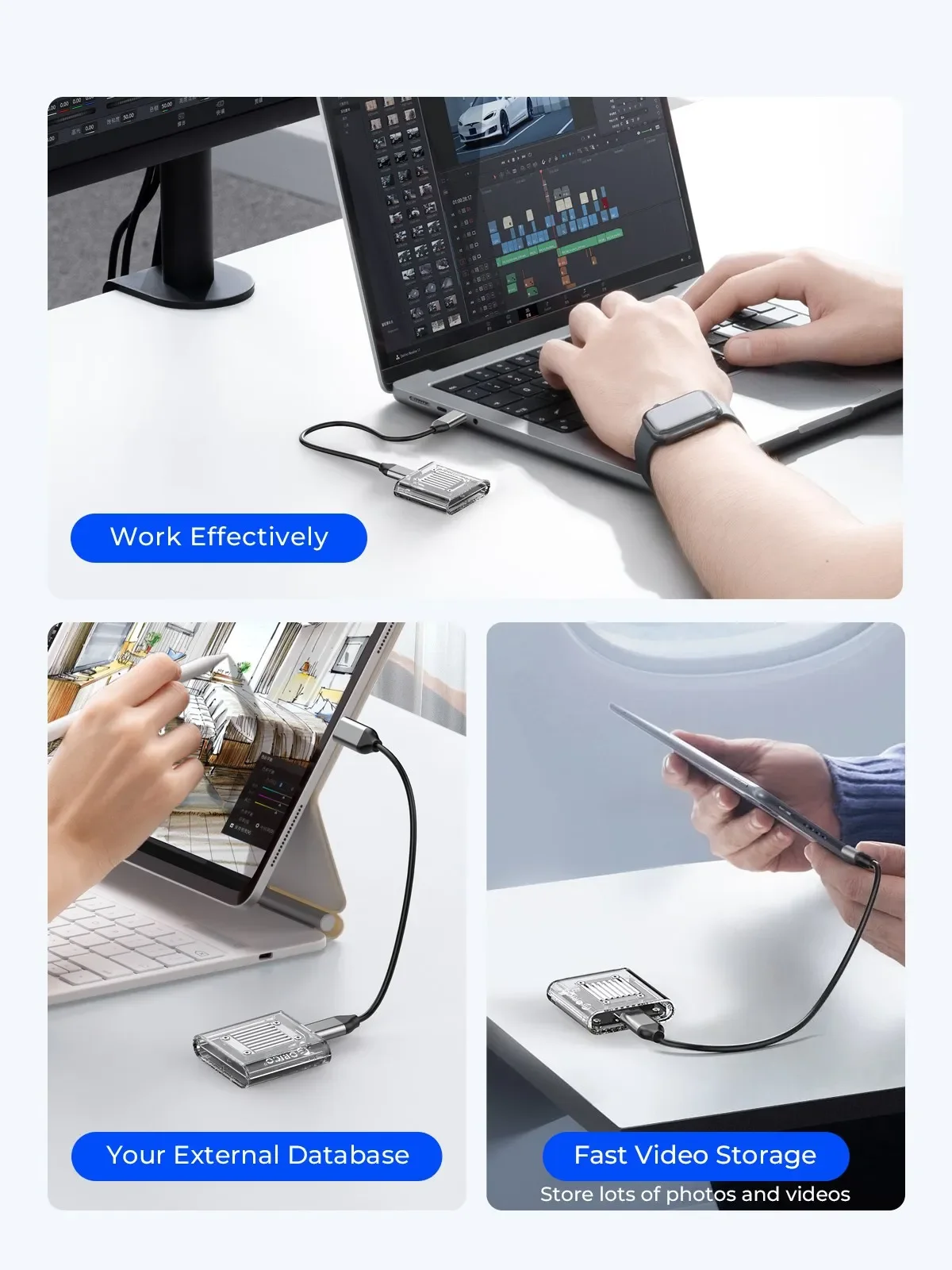 ORICO 2230 M.2 NVMe SSD الضميمة 10Gbps USB C 3.2 محول خارجي شفاف لـ M2 NVME PCI-E SSD حافظة أدوات N750 #4