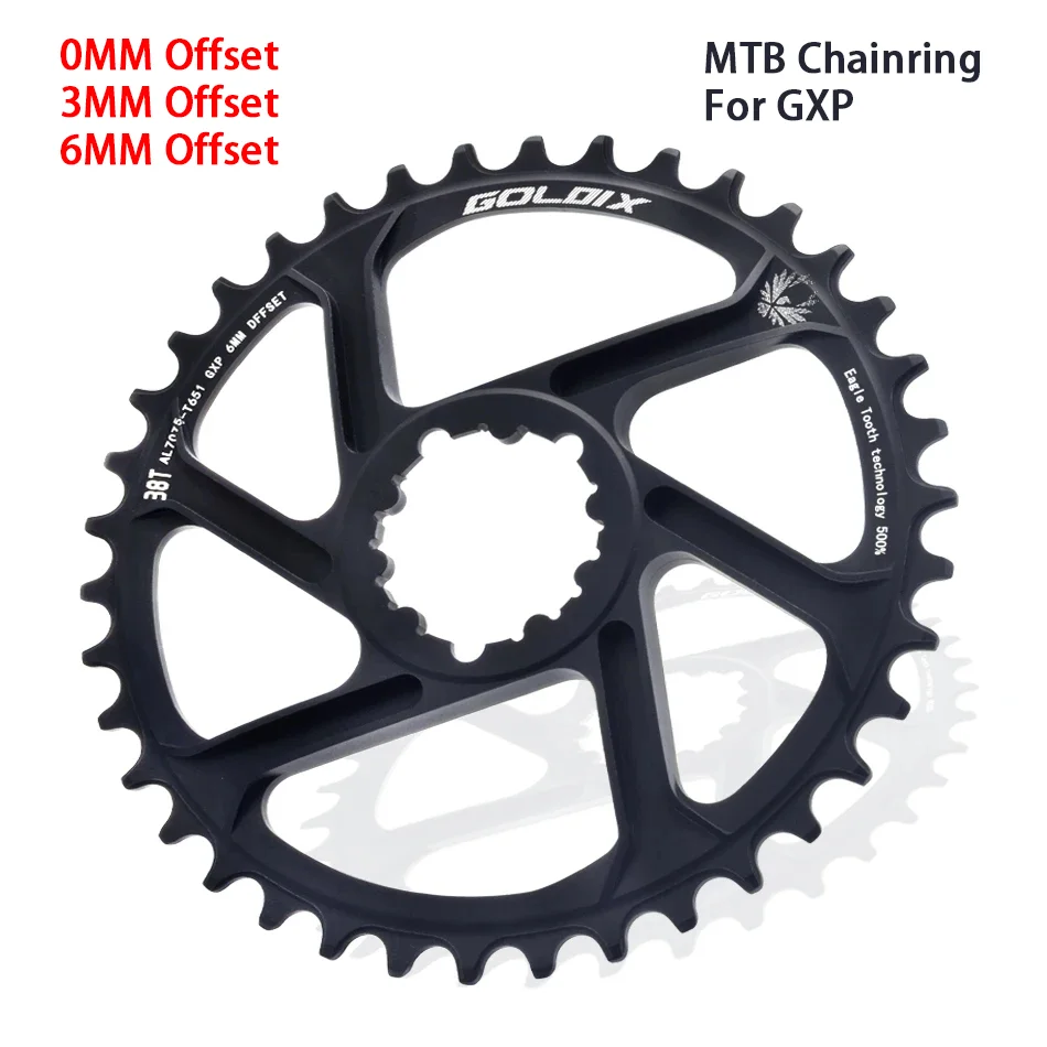 Roda rantai sepeda MTB, Chainring sepeda MTB ultra ringan 0mm 3mm 6mm Offset 30T 32T 34T 36T 38T untuk SRAM 3 Baut dudukan langsung