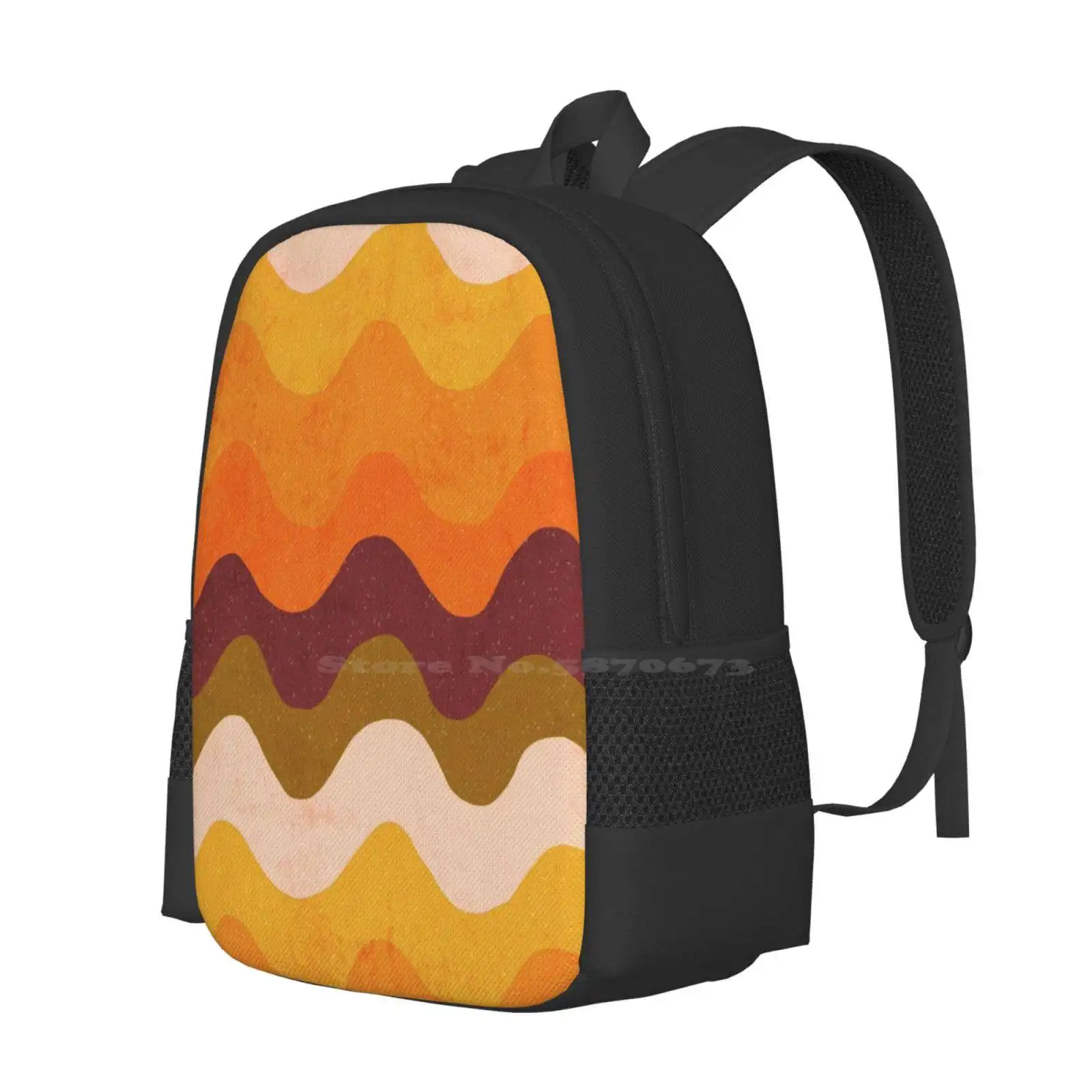 Abstract No.14 Hot Sale Schoolbag Backpack Fashion Bags Gigi Rosado 70S Retro Vintage Modern Abstract Pattern Stripes Shapes