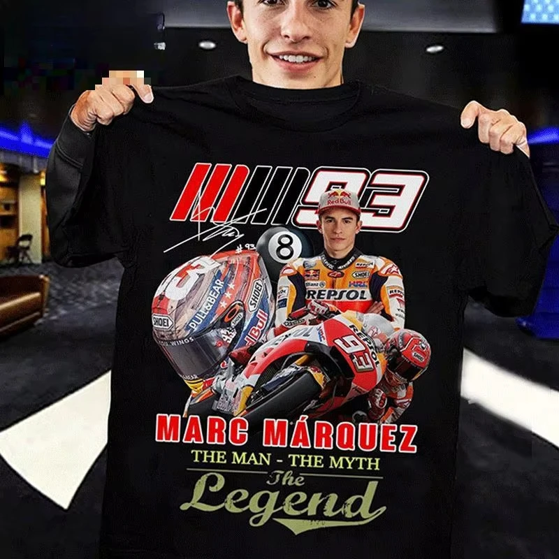 

Summer Motorcyclist No. 93 Marquis Motorcycle Memorial Shirt Racing Suit Locomotive Suit Cotton Short Sleeve Comfortable TShirt
