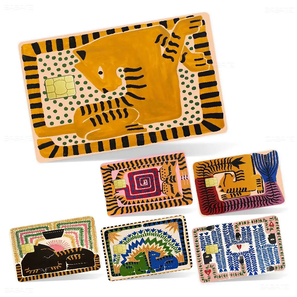Ancient Egypt Tiger Leopard Game Anime Sticker Film Skin Cover Case for Small Large No Chip Debit Credit Card Front Side
