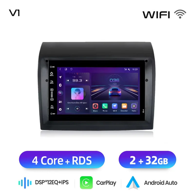 Junsun 7" draadloze CarPlay Android Auto autoradio voor Fiat Ducato 2015 2016 2017-2020 Multimedia draadloze Apple CarPlay slimme intelligente systemen IPS touchscreen stereo videospeler 2 Din