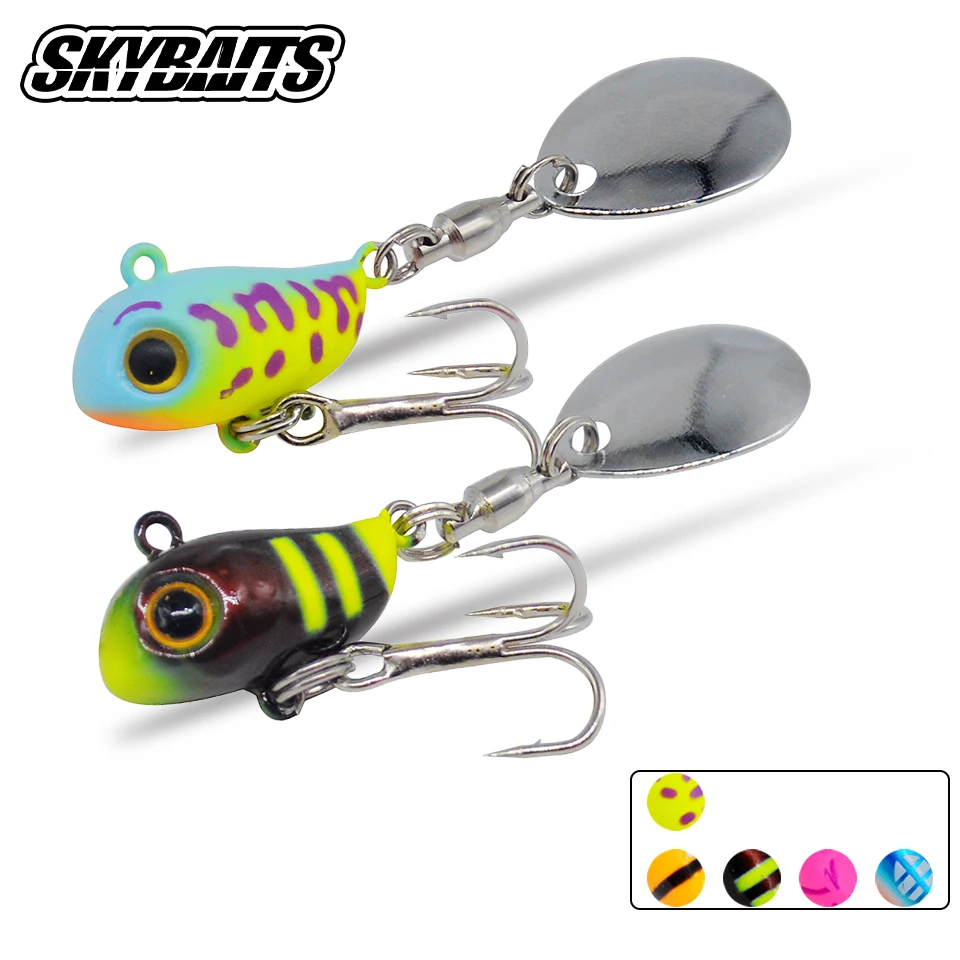 SKYBAITS 1Pcs 10g 50mm Spinner VIB Fishing Lures Artificial Bait Carp Spinning Metal Tail-spinner Swimbait Fishing Accessories