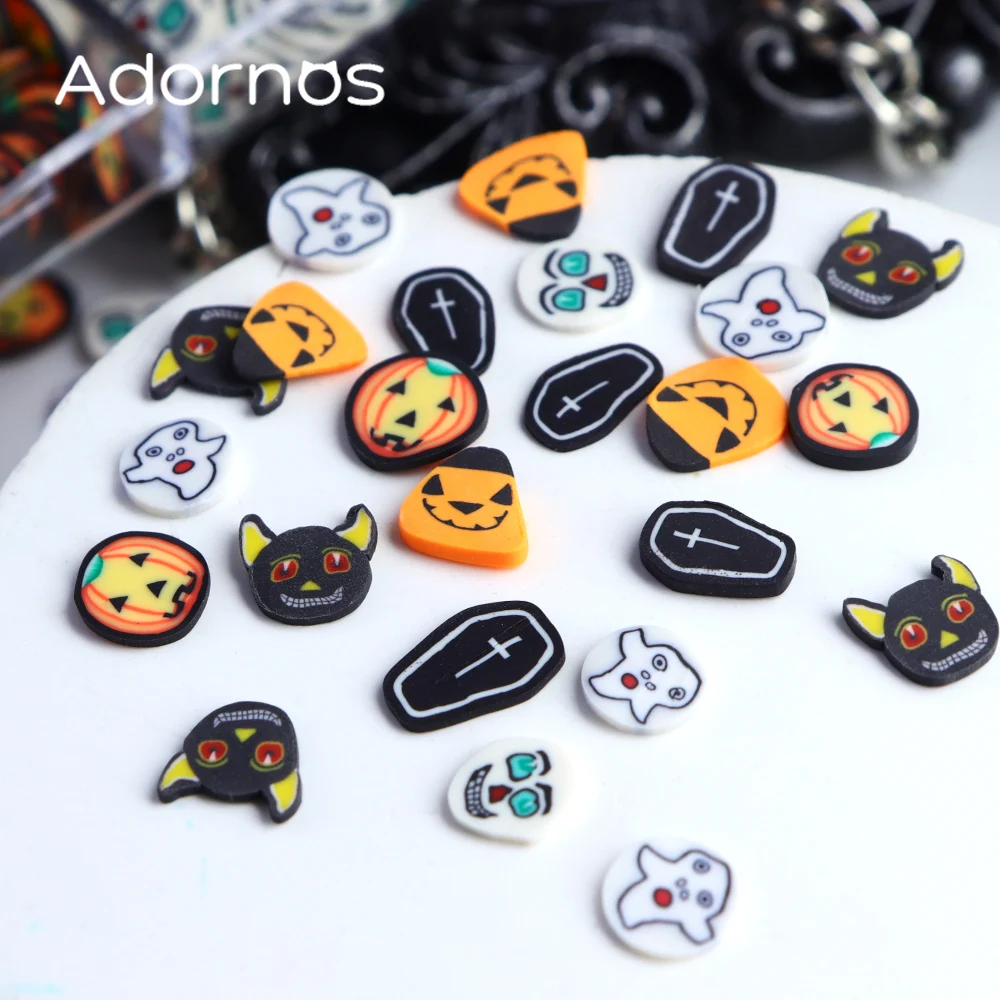 Halloween Resin Filling Slices Polymer Clay Sprinkles Pumpkin Coffin Skull Design Epoxy Resin Decorations Cute Resin Accessories