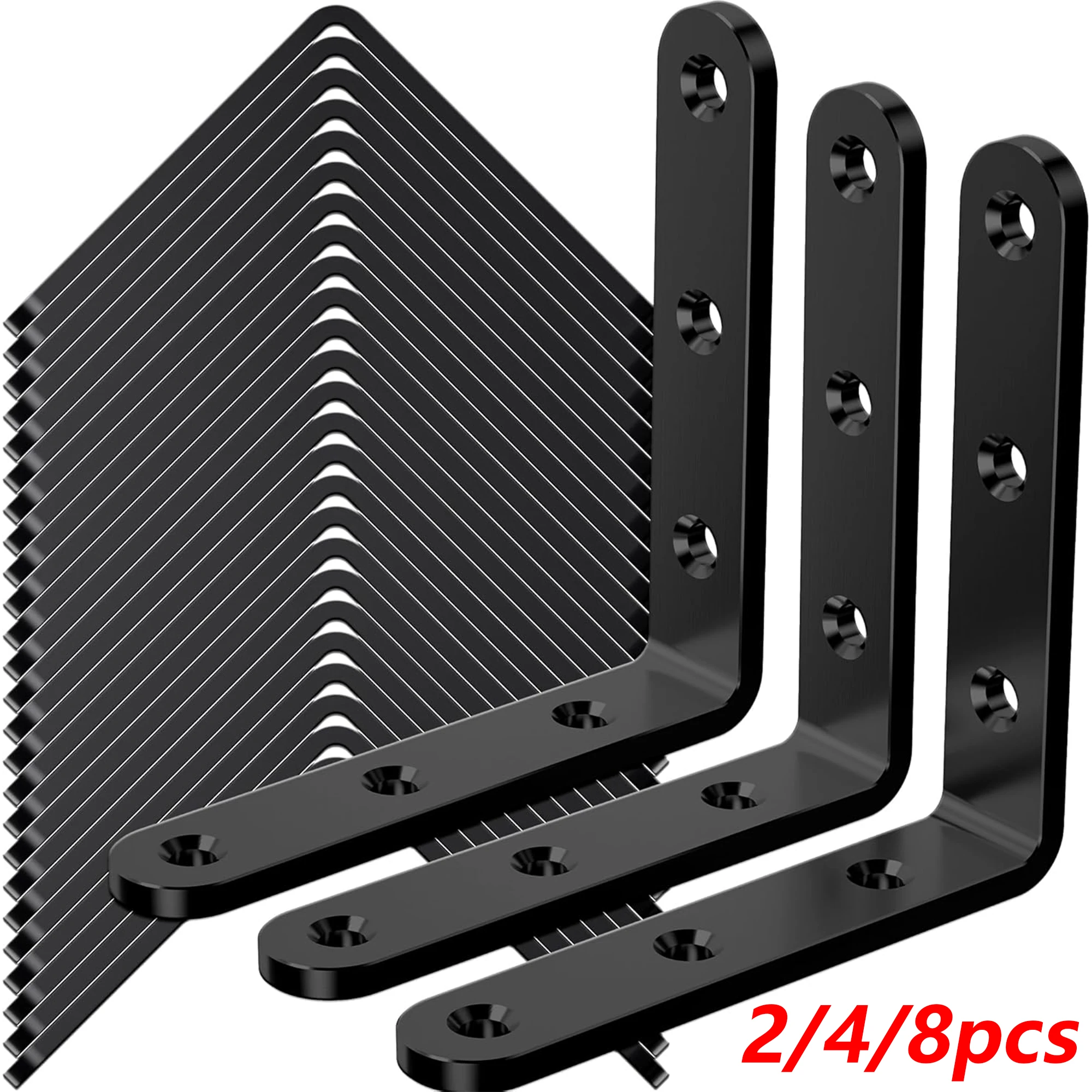 2/4/8pcs Metal L-Shape Brackets, 100mmx100mm 90 Degree l Bracket Corner Braces Right Angle Mounts for Wood Shelves Furniture