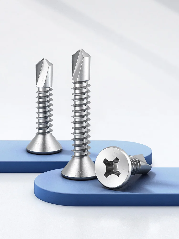 M3.5-M6.3 410 Stainless Steel Dovetail Drill Tail Self Tapping Screw Flat Countersunk Phillips Metal Roof Panel Fastening Bolt