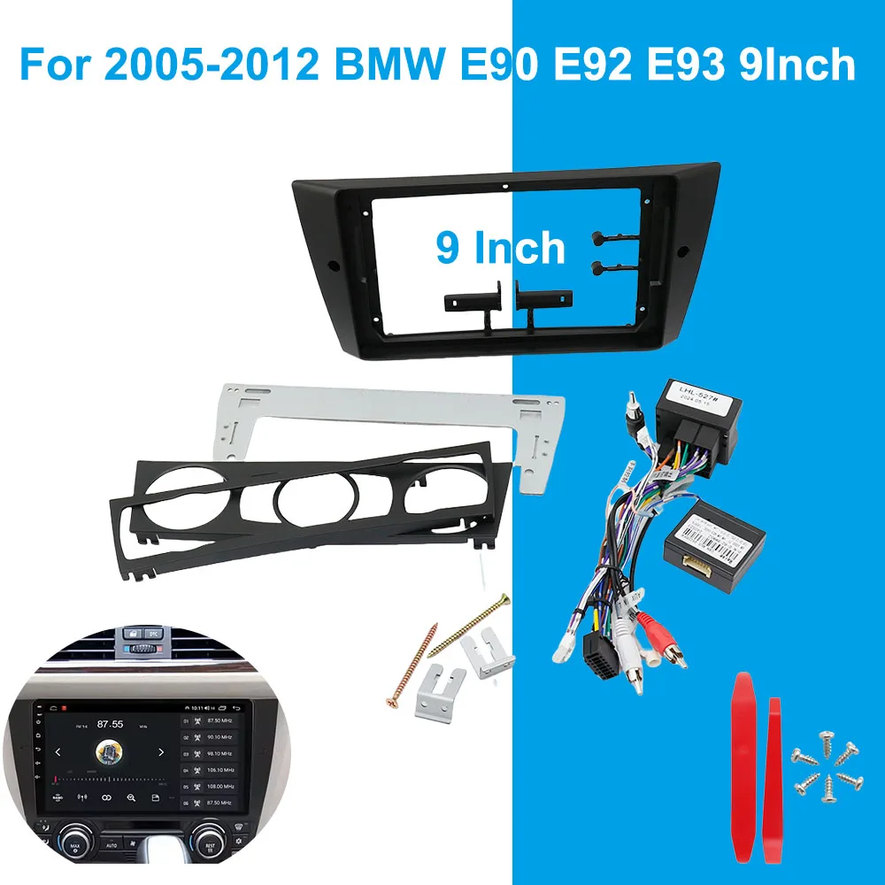 

9Inch Car Radio Android DVD Stereo Audio Screen Multimedia Video Player Frame Cables Harness for 2004-2012 BMW E90 E92 E93