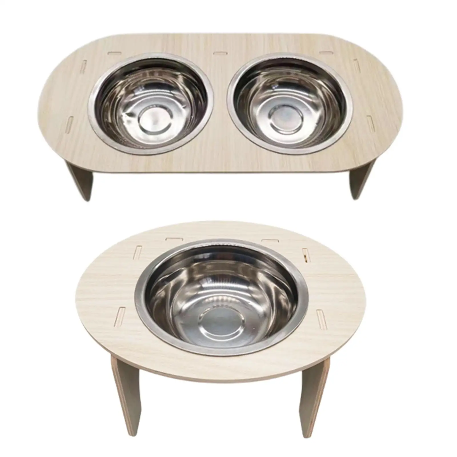 Wood Elevated Puppy Cat Bowl Stand Removable Bowl Smooth Surface Stable Multifunctional Anti Skid Stylish Durable Pet Supplies