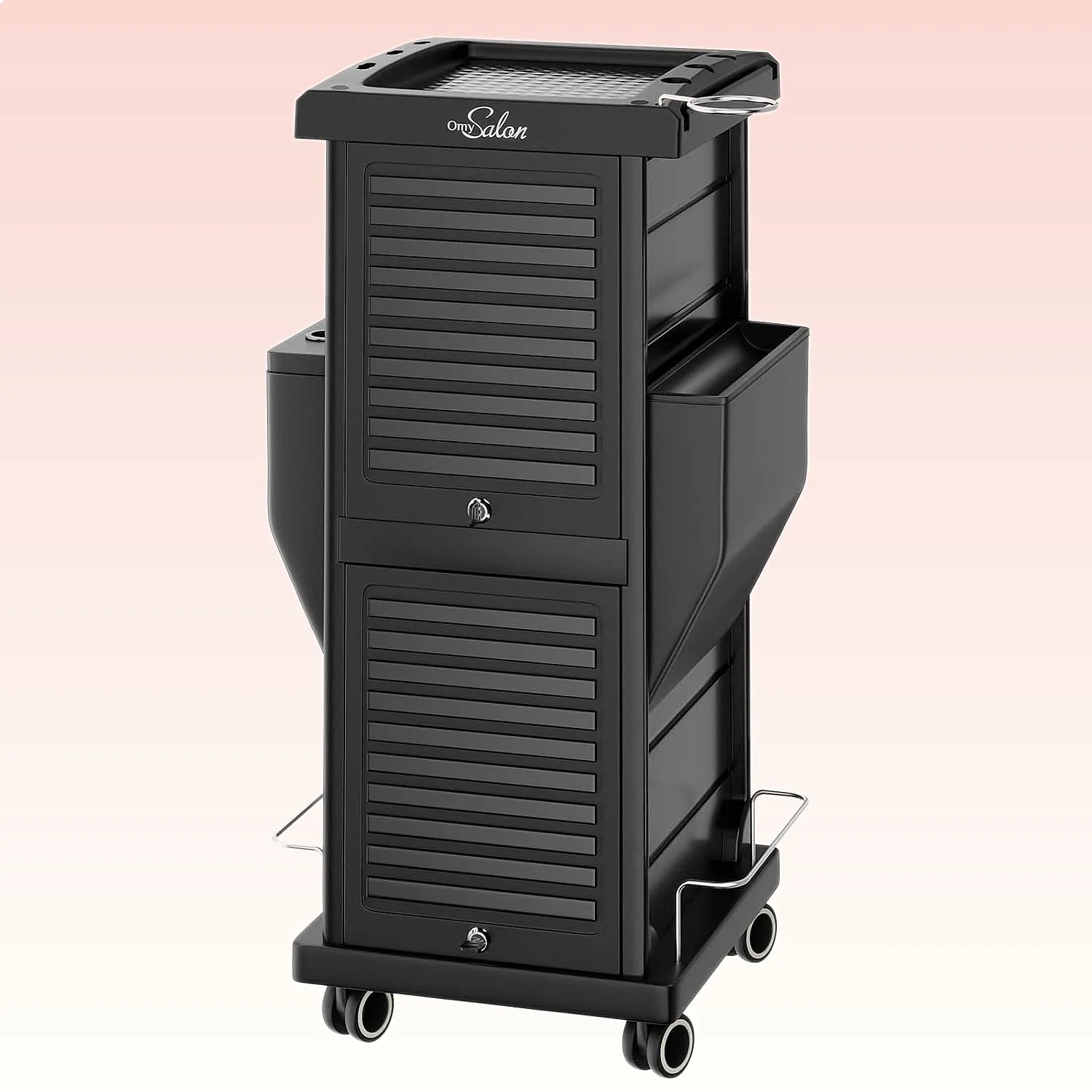 6-Drawer Lockable Salon Trolley, Hot Tools Holder, Rolling Cart for Stylist