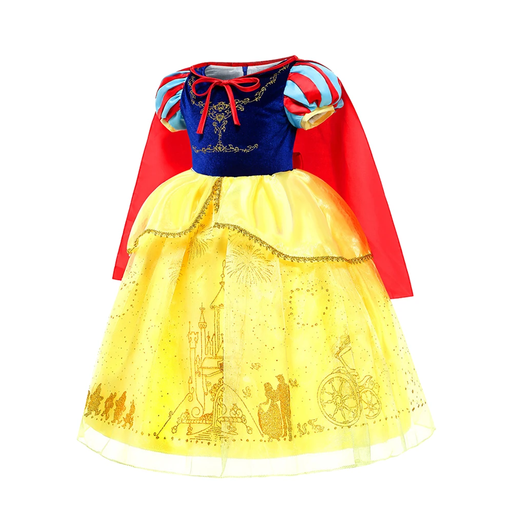 Kids Fairy Tale Princess Costume with Red Cape Girls Puffy Tulle Party Gown for Halloween Birthday Carnival