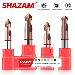 SHAZAM HRC55 2-Blade Tungsten steel carbide Red circle Chamfer Centering Drill For CNC Machining Center 60°  90° 120° Bit Tools