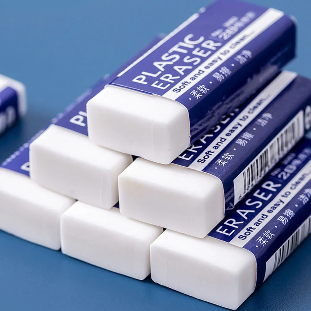 

30pcs White Plastic Erasers for Students 2B Test Exam Stationery School Supplies Safe Educational Tools Portable